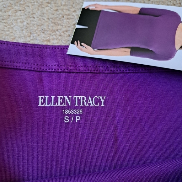 NWT Ellen Tracy Short Sleeved Tee Purple Women's Small Elbow Sleeve Boatneck - Picture 5 of 10